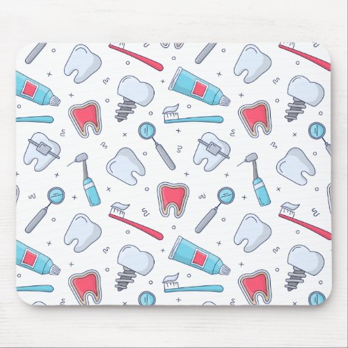 Teeth and Tools Dental Pattern Mouse Pad