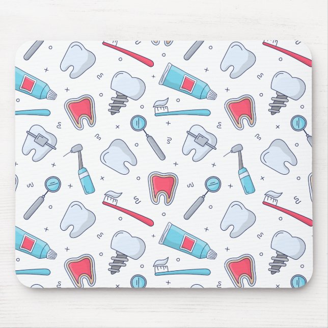 Teeth and Tools Dental Pattern Mouse Pad (Front)