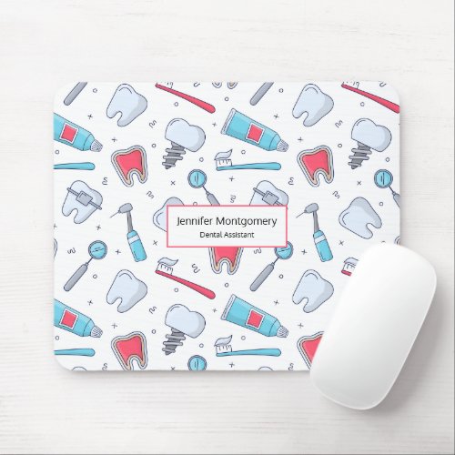 Teeth and Tools Dental Pattern Mouse Pad