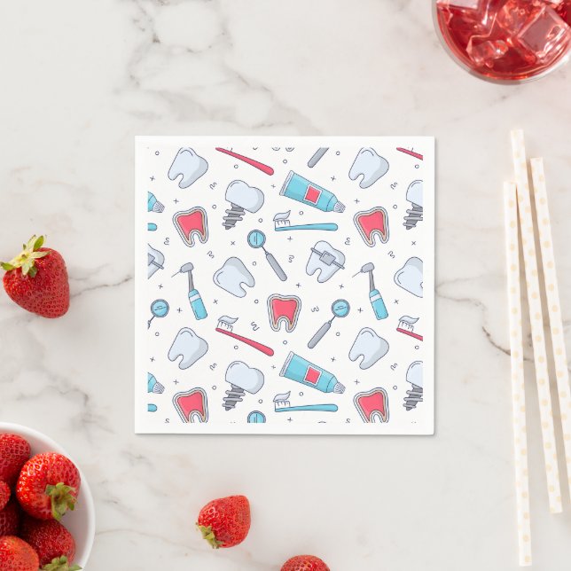 Teeth and Tools Dental Pattern Napkins (Insitu)