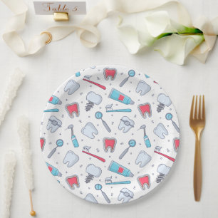 Teeth and Tools Dental Pattern Paper Plates