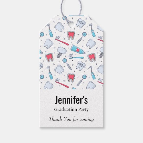 Teeth and Tools Dental Pattern Party Thank You Gift Tags