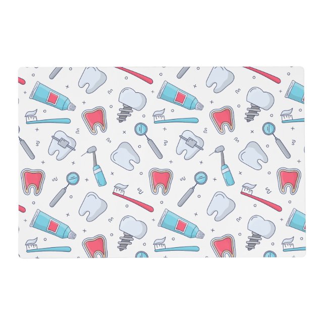 Teeth and Tools Dental Pattern Placemat (Front)
