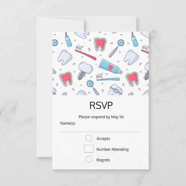 Teeth and Tools Dental Pattern RSVP Card (Front)