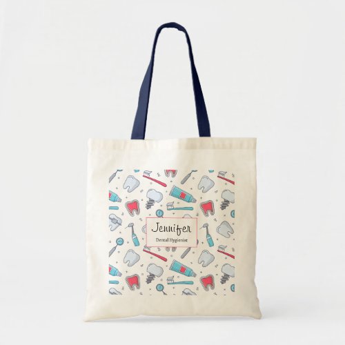 Teeth and Tools Dental Pattern Tote Bag