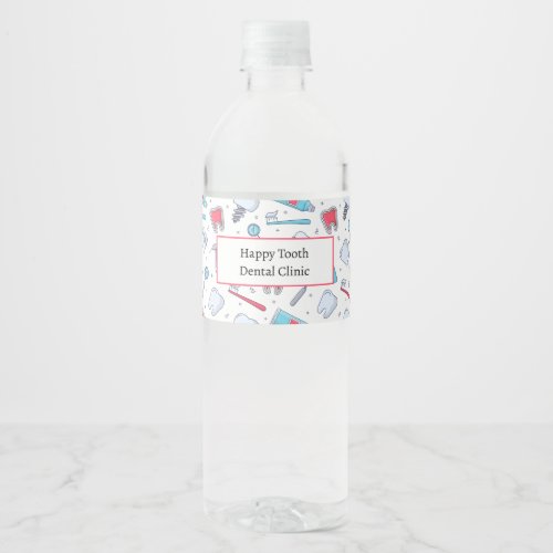 Teeth and Tools Dental Pattern Water Bottle Label