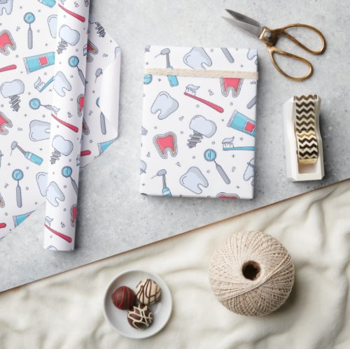 Teeth and Tools Dental Pattern Wrapping Paper