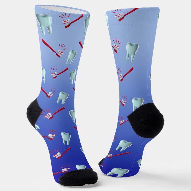 Teeth and Toothbrush Socks (Angled)