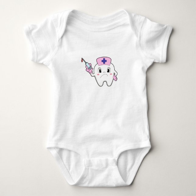 Teeth as Nurse with Syringe.PNG Baby Bodysuit (Front)