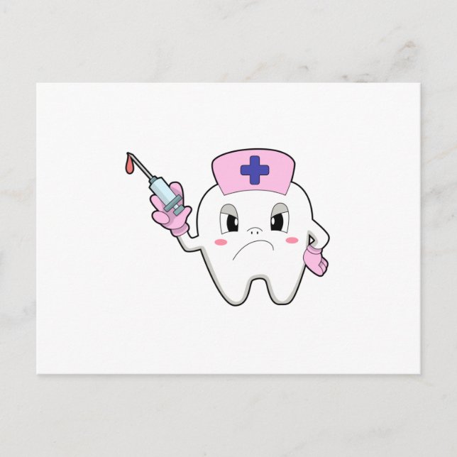 Teeth as Nurse with Syringe.PNG Postcard (Front)