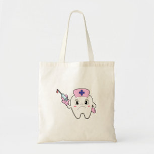 Teeth as Nurse with Syringe.PNG Tote Bag