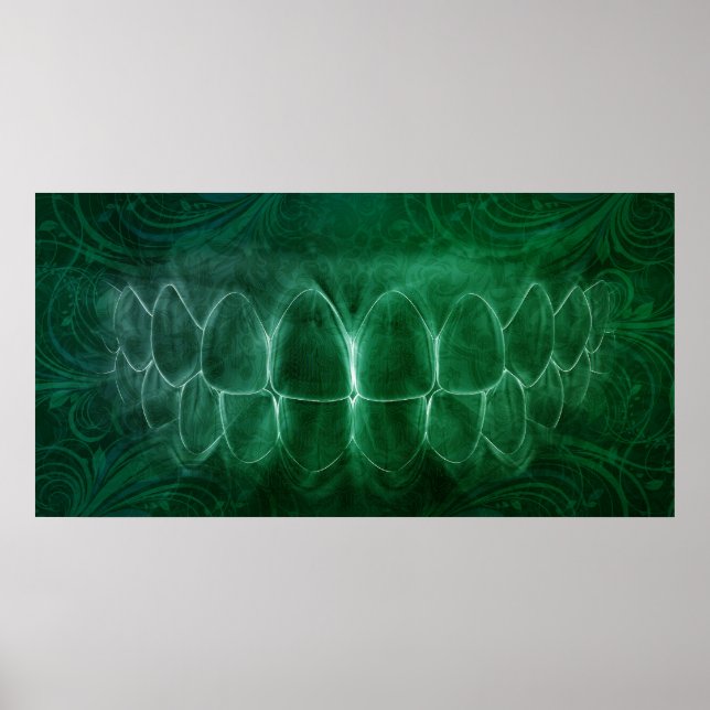 Teeth Bite Dentist Orthodontist Green Poster (Front)
