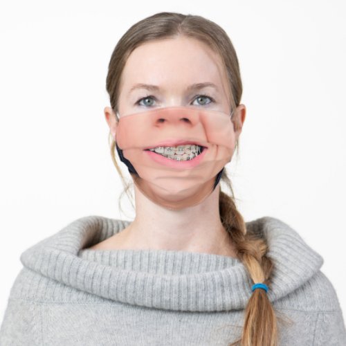 Teeth Braces Crooked Smile _ Add Your Photo _ Fun Adult Cloth Face Mask