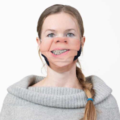 Teeth Braces Crooked Smile _ Add Your Unique Photo Adult Cloth Face Mask