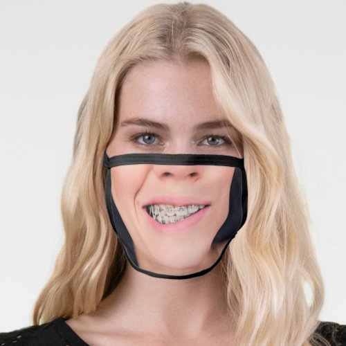 Teeth Braces Crooked Smile _ Add Your Unique Photo Face Mask