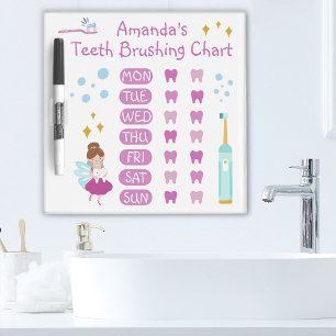 Teeth Brushing Chart Schedule Kids Custom Name Dry Erase Board