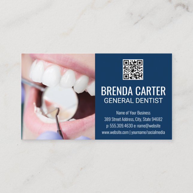 Teeth Cleaning | QR Scan Code Business Card (Front)