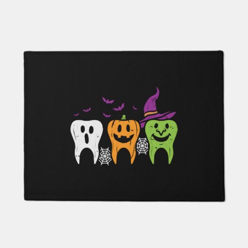 Teeth Ghost Pumpkin Witch Cute Dental Halloween De Doormat