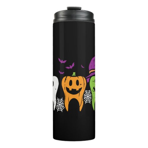 Teeth Ghost Pumpkin Witch Cute Dental Halloween De Thermal Tumbler