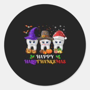 Teeth Hallothanksmas Halloween Thanksgiving Christ Classic Round Sticker