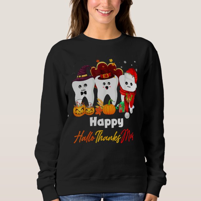 Teeth HalloThanksMas Pumpkin Dental Sweatshirt (Front)