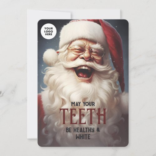 Teeth Healthy White Santa Smile Dentist Business Holiday Card