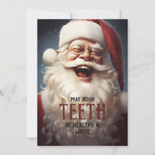 Teeth Healthy White Santa Smile Dentist Business Holiday Card