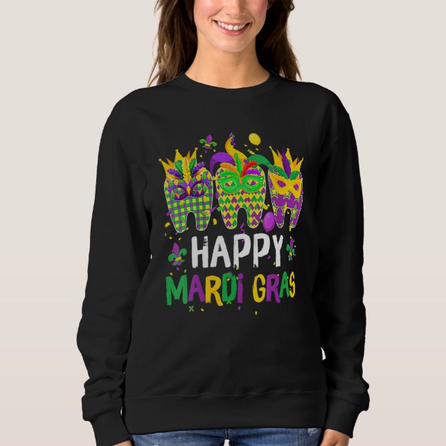 Teeth Jester Mask Dental Hygiene Happy Mardi Gras  Sweatshirt (Front)