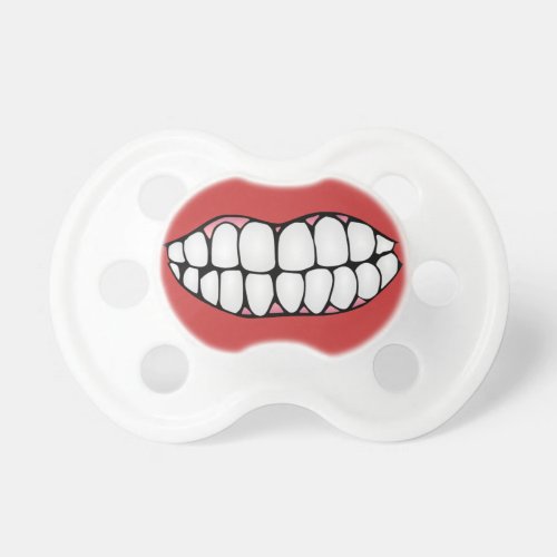 Teeth Pacifier - Mouth full of teeth on your baby paci makes baby look funny and happy. Get this pacifier so your baby can at least appear happy.