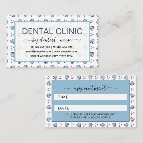 Teeth pattern blue Dentist Appointment Card