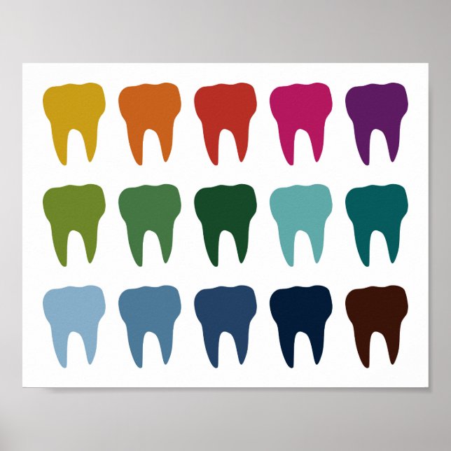 Teeth Poster Colorful Dentist Dental Tooth Art (Front)