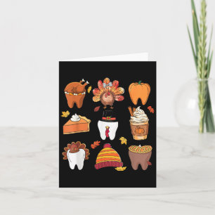 Teeth Pumpkin Turkey Coffee Fall Dental Squad Than Card