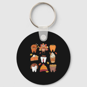 Teeth Pumpkin Turkey Coffee Fall Dental Squad Than Keychain