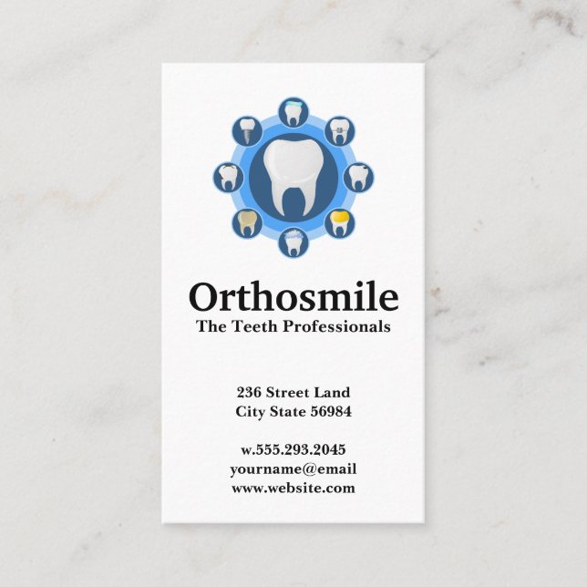 Teeth Set in Different Stages | Dental Business Card (Front)