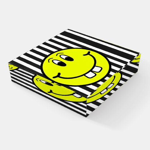 Teeth Smiling Face  Emoji Black Stripe Paperweight