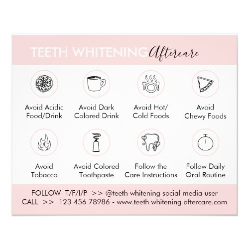 Teeth Whitening Aftercare Instruction Caring Tip Flyer