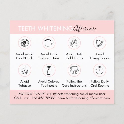 Teeth Whitening Aftercare Instruction Caring Tip Flyer