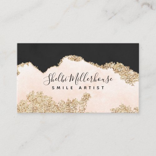 Teeth Whitening Aftercare Pink Gold Black  Business Card