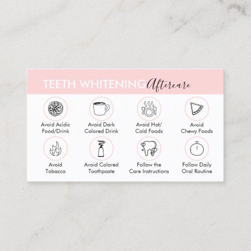 Teeth Whitening Aftercare Tips Business Card