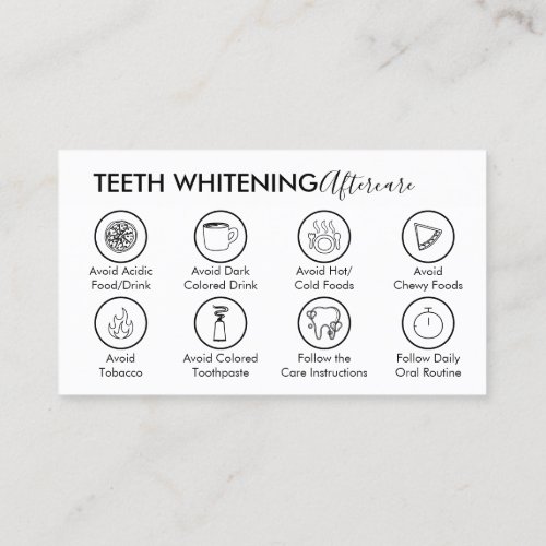 Teeth Whitening Aftercare Tips Dentist Business Card