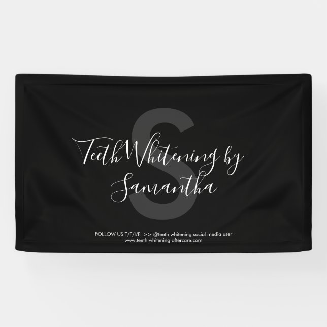 Teeth Whitening Monogram Script Banner (Horizontal)