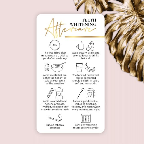 Teeth Whitening White  Gold Care Instructions Business Card