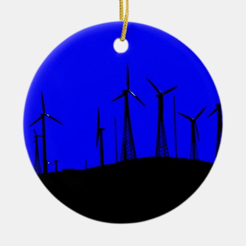 Tehachapi Wind Farm Silhouette Ceramic Ornament