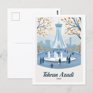 Tehran Azadi Tower Iran Vintage Travel Place Postcard