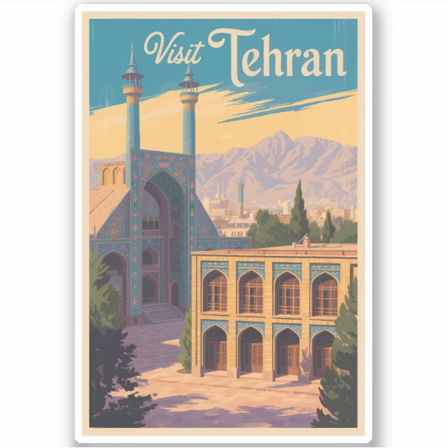Tehran Iran Golestan Palace Illustration Travel Sticker (Front)