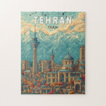 Tehran Iran Illustration Travel Art Vintage Jigsaw Puzzle<br><div class="desc">Tehran retro vector travel design in an emblem style. Tehran,  the capital of Iran,  blends modern city life with ancient Persian history,  offering visitors a rich mix of bazaars,  museums,  mountain views,  and iconic architecture like the Azadi Tower and Milad Tower.</div>