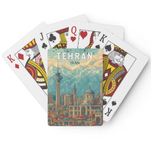 Tehran Iran Illustration Travel Art Vintage Poker Cards