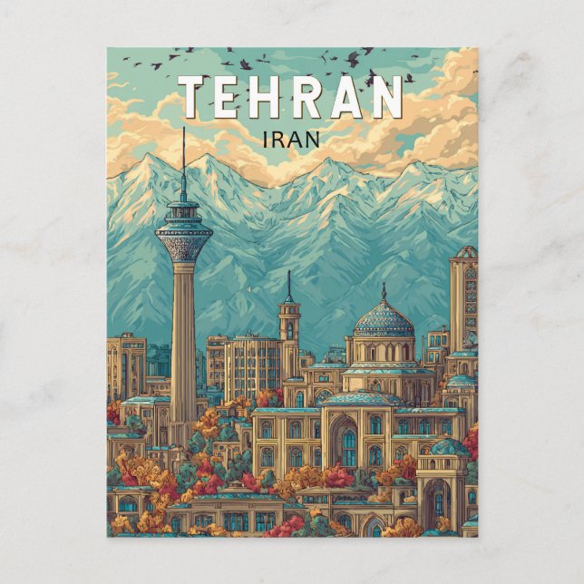 Tehran Iran Illustration Travel Art Vintage Postcard (Front)