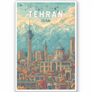 Tehran Iran Illustration Travel Art Vintage Sticker