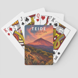 Teide National Park Spain Illustration Travel Art Poker Cards